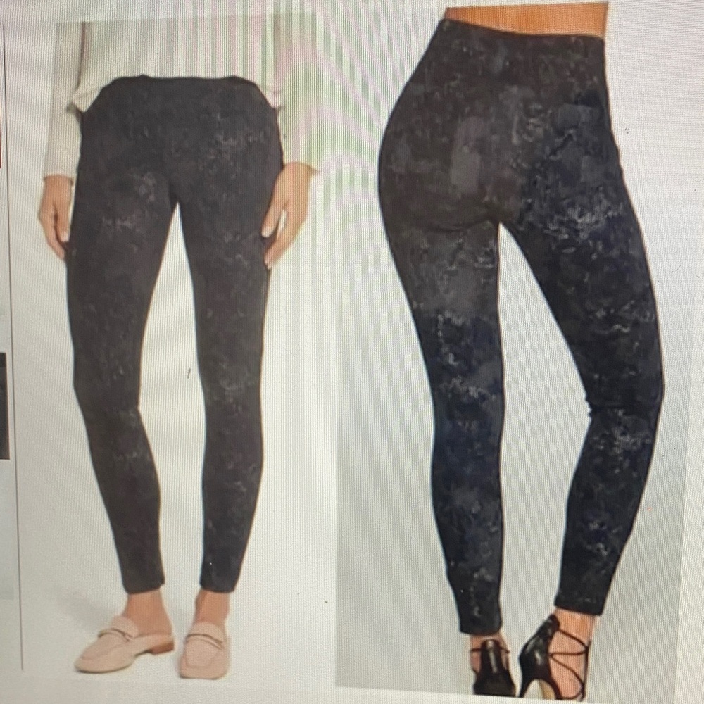 SPANX Women's Jeggings Leggings Acid Wash Gray Marble Stretch Pants Jeans L